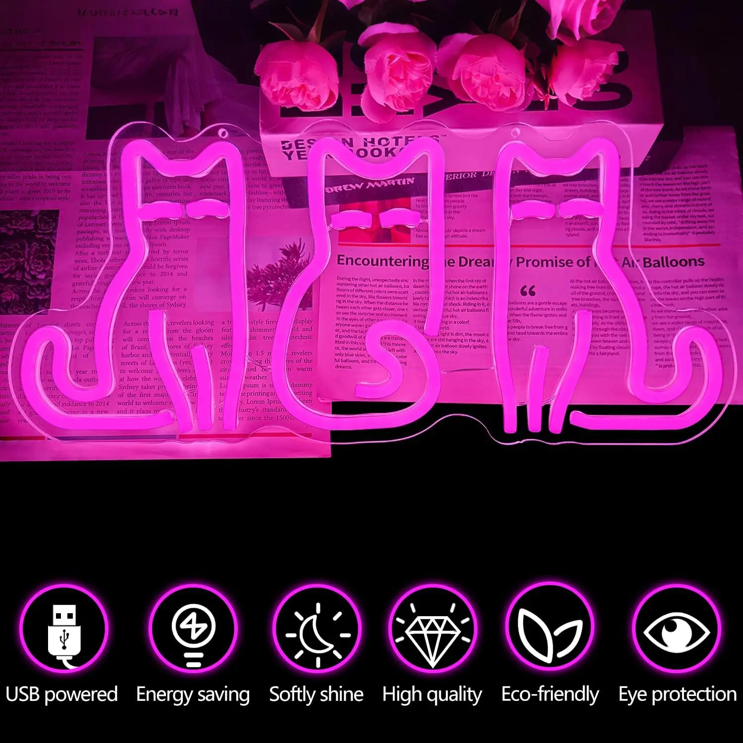고양이 모양의 네온사인, USB LED 네온 조명, 침 - Neon Sign Party 리뷰 및 가격