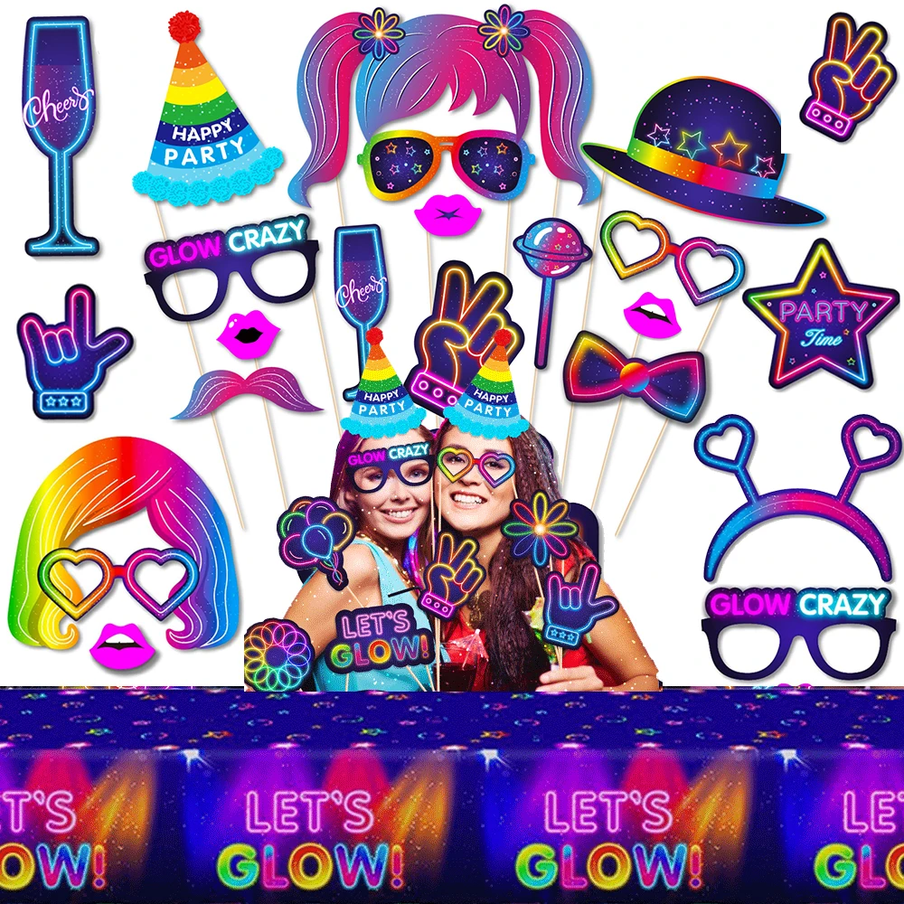 Let Glow 파티 사진 부스 소품, 다채로운 재미있 - Let'S Party Event Supply 리뷰 및 가격