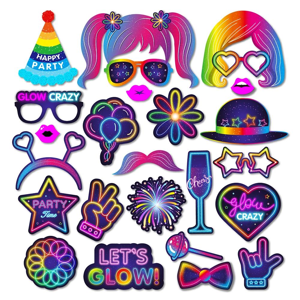 Let Glow 파티 사진 부스 소품, 다채로운 재미있 - Let'S Party Event Supply 리뷰 및 가격
