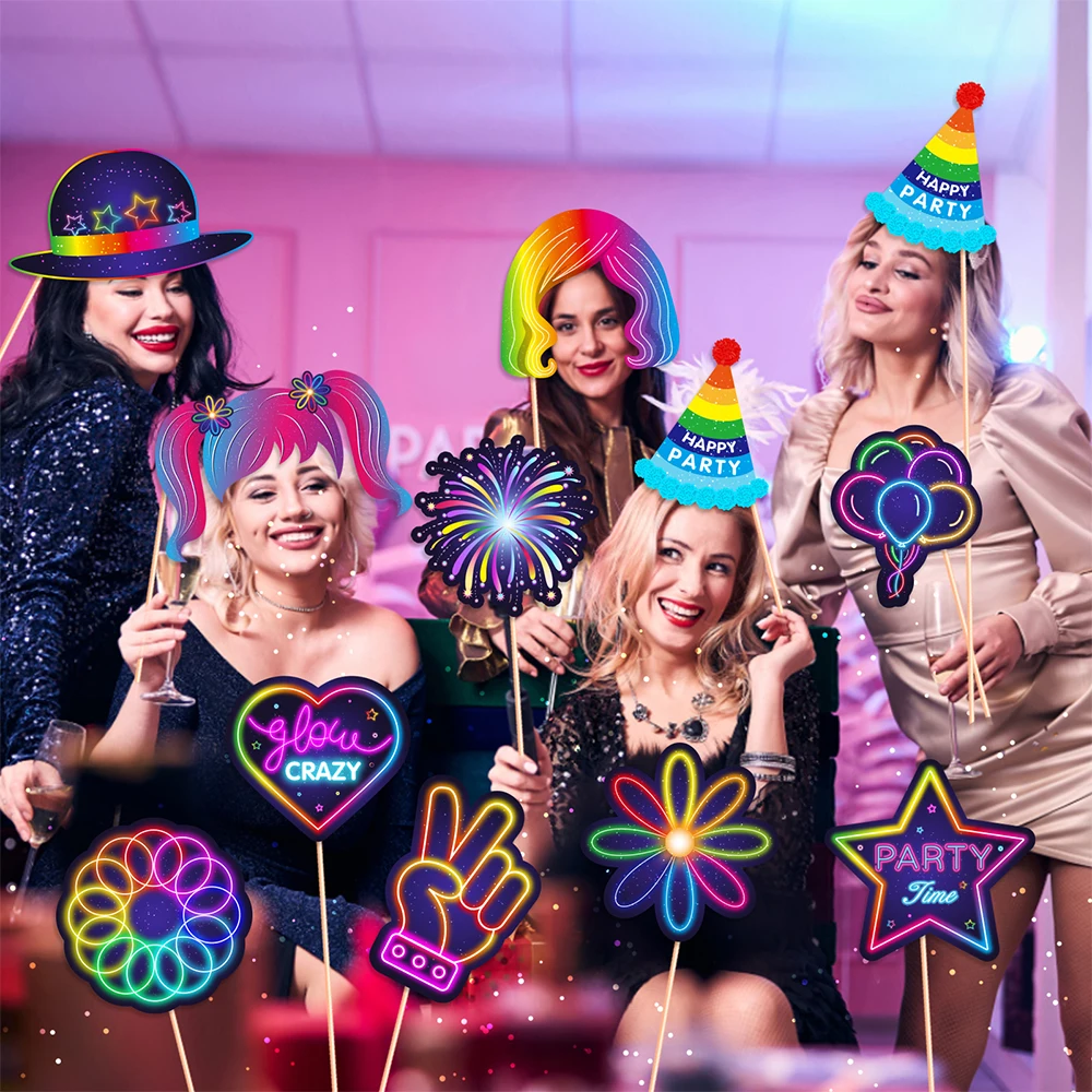 Let Glow 파티 사진 부스 소품, 다채로운 재미있 - Let'S Party Event Supply 리뷰 및 가격