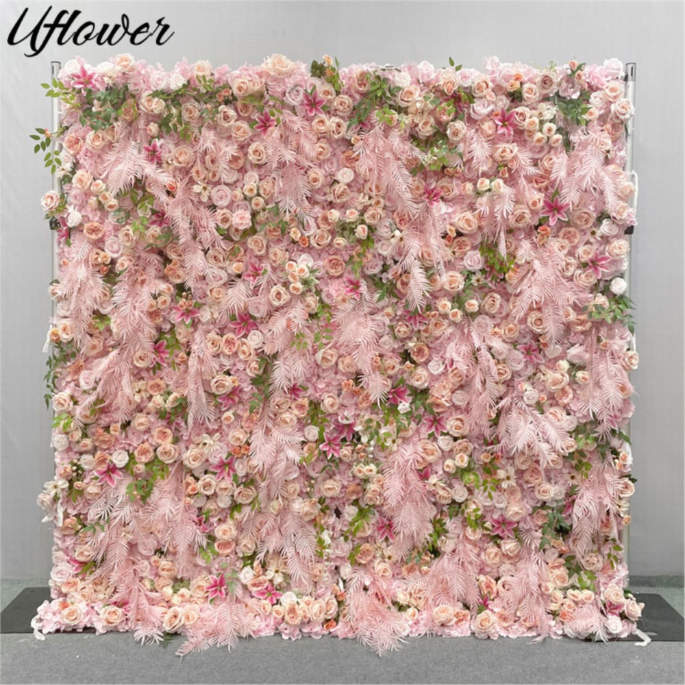 Uflower 5D 핑크 장미 헝겊 꽃 벽 Artifi - Flower Wall Panel 리뷰 및 가격
