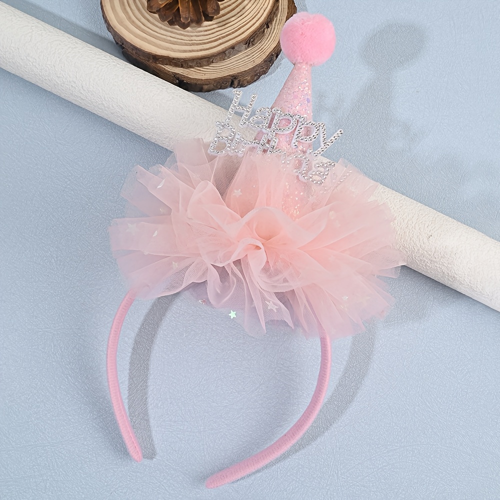 공주풍 생일 헤어 밴드, 반짝이는 글리터 장식과 폼폼, - Party Hat Cone 리뷰 및 가격