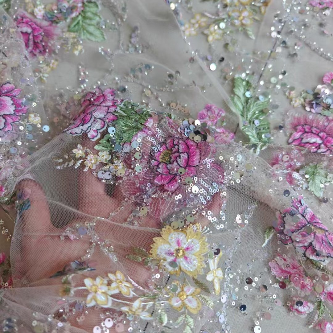 1M 120Cm 와이드 럭셔리 비즈 레이스 원단 3D  - Glitter Tablecloth 리뷰 및 가격