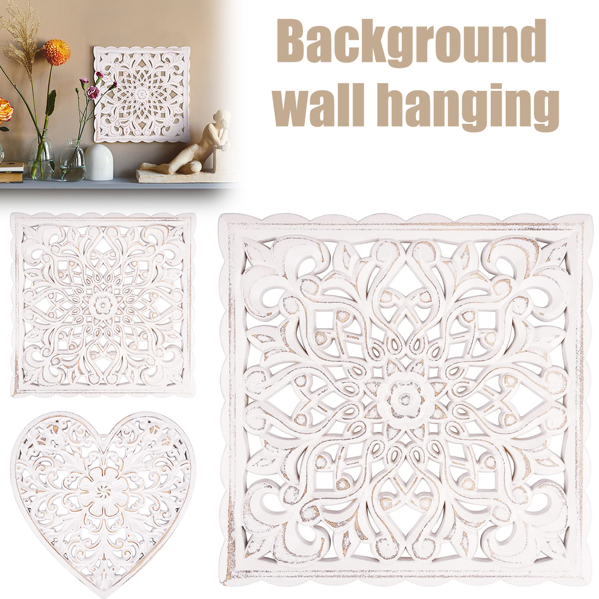 나무 벽 장식 꽃무늬 속이 빈 조각 벽 패널 벽걸이 장 - Flower Wall Panel 리뷰 및 가격